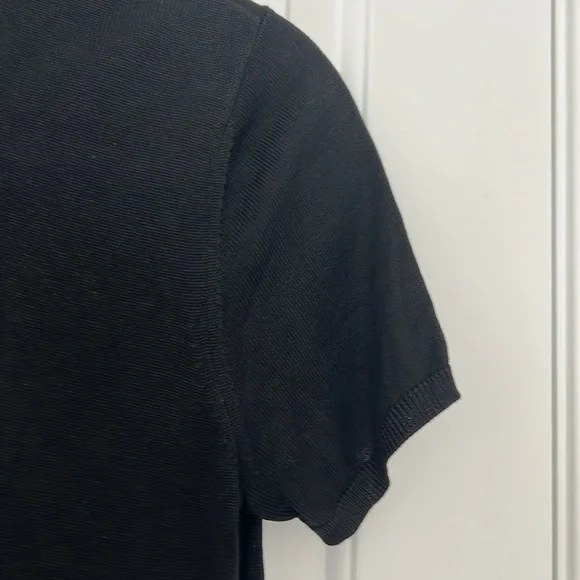 August silk, size, small, black, short sleeve, high neck, 100% silk sweater - Picture 3 of 8